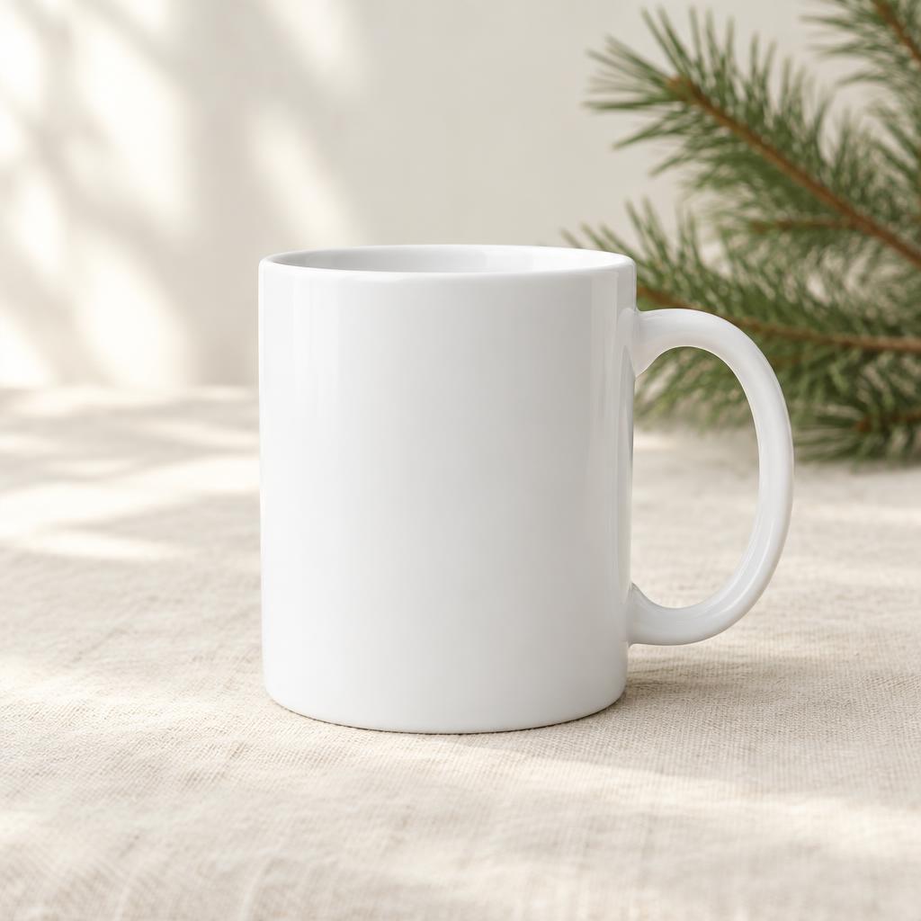 Drinkware with “Merry & Bright” in vinyl